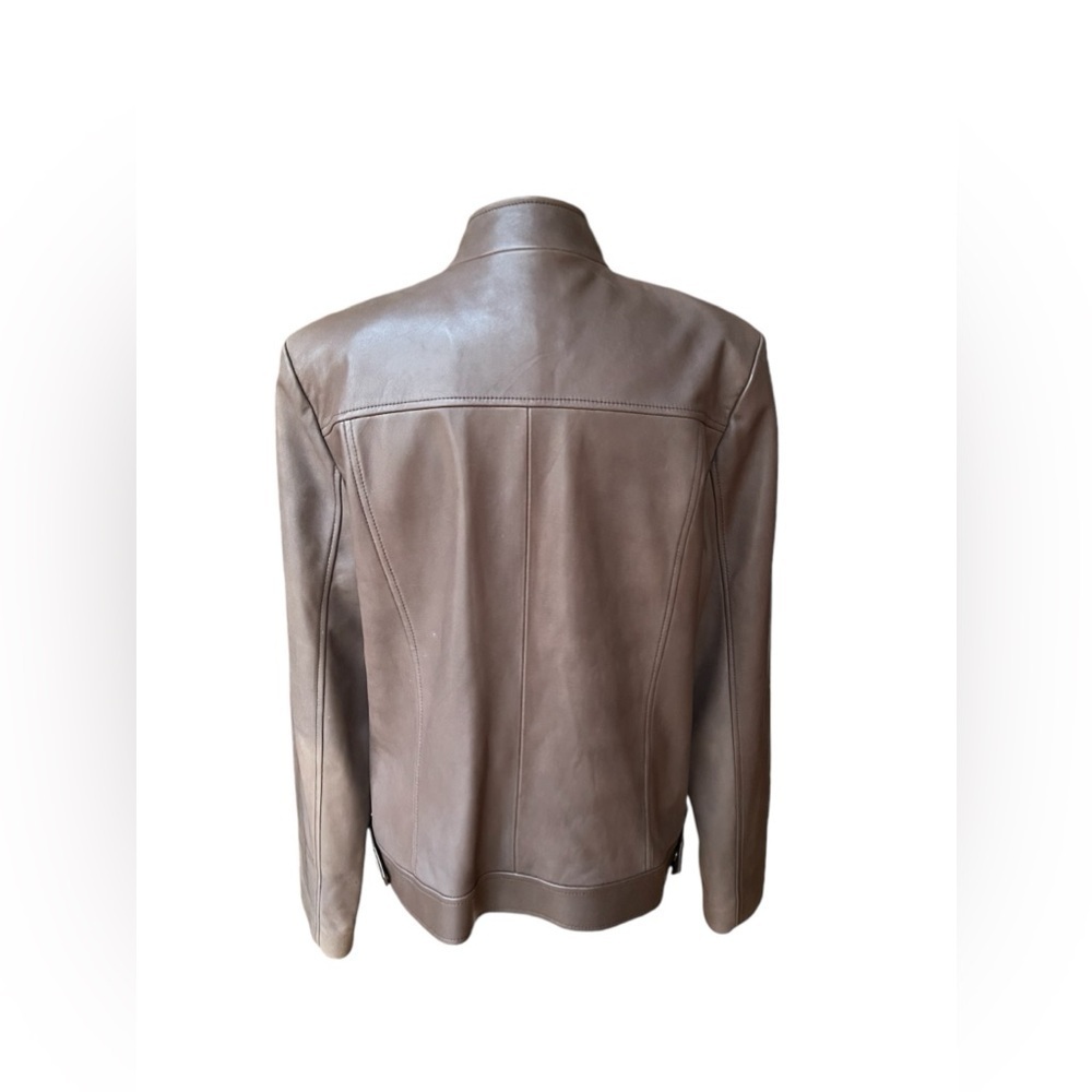 Alfani Brown Leather Jacket Size Large - Picture 3 of 7
